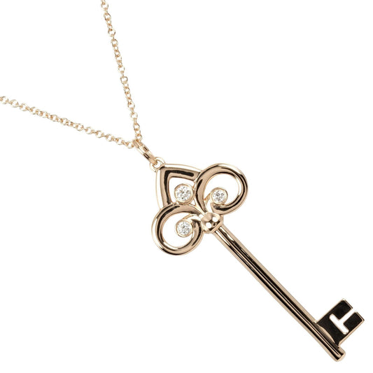 Tiffany & Co. Fleur de Lis Key Pendant Necklace 18K Pink gold and Diamonds, GOLD, PINK_GOLD, Necklace