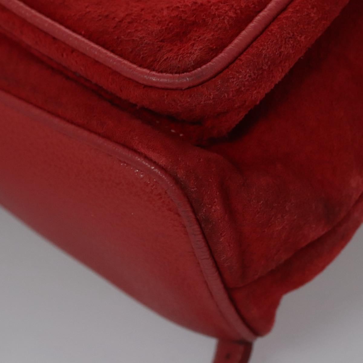 Gucci Vintage Bamboo Backpack Suede and Leather, Red, Suede, Backpack