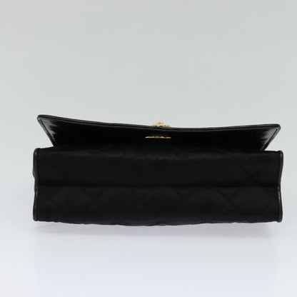 Chanel Chain Shoulder Bag Silk, BLACK, SATIN, Shoulder bag