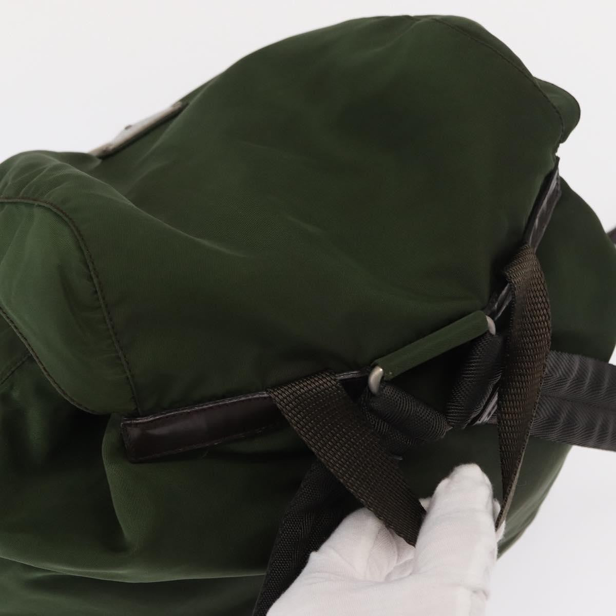 Prada Double Front Pocket Backpack Tessuto, Khaki, Nylon, Backpack