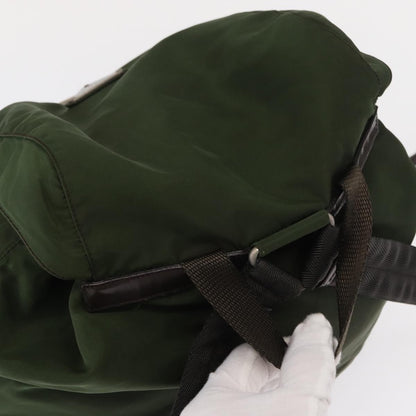 Prada Double Front Pocket Backpack Tessuto, Khaki, Nylon, Backpack