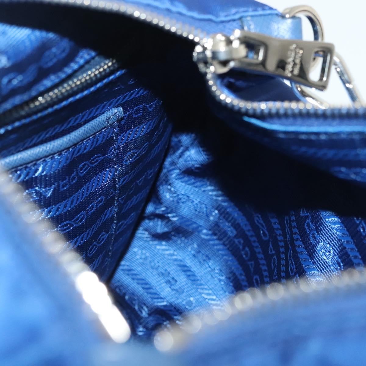Prada Flat Messenger Tessuto with Leather, Blue, Nylon, Shoulder Bag