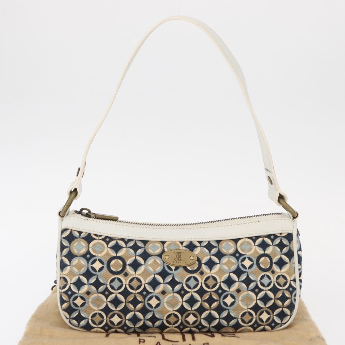 Celine Vintage Pochette Shoulder Bag Canvas, NAVY, CANVAS, Clutche & pouche