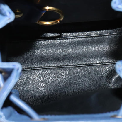 Christian Dior Vintage Flap Backpack Leather, BLUE, LEATHER, Backpack