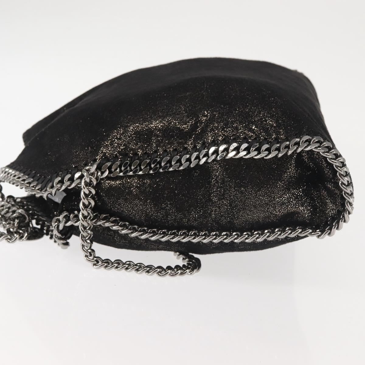Stella McCartney Falabella Fold Over Bag Faux Suede, BLACK, SYNTHETIC, Crossbody bag