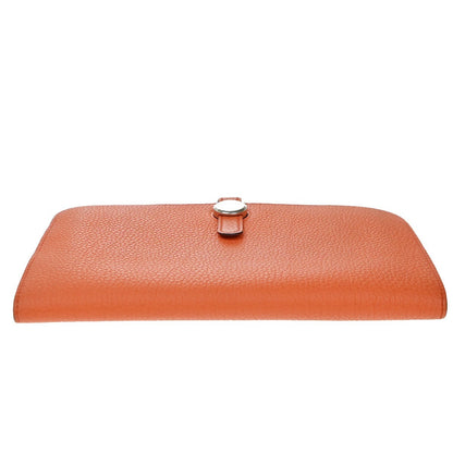 Hermes Dogon Duo Combined Wallet Leather, ORANGE, LEATHER, Wallets