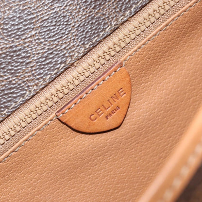 Celine Vintage Macadam Shoulder Bag Canvas and Leather, BROWN, CANVAS, Shoulder bag