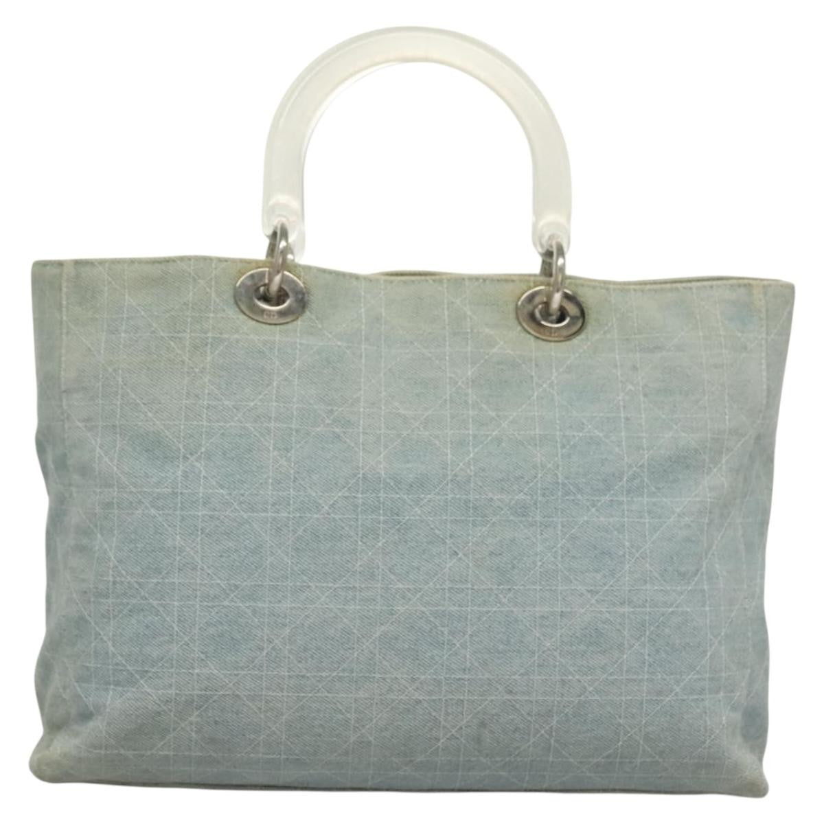 Christian Dior Vintage Lady Dior Bag Cannage Quilt Denim, BLUE, CANVAS, Tote bag