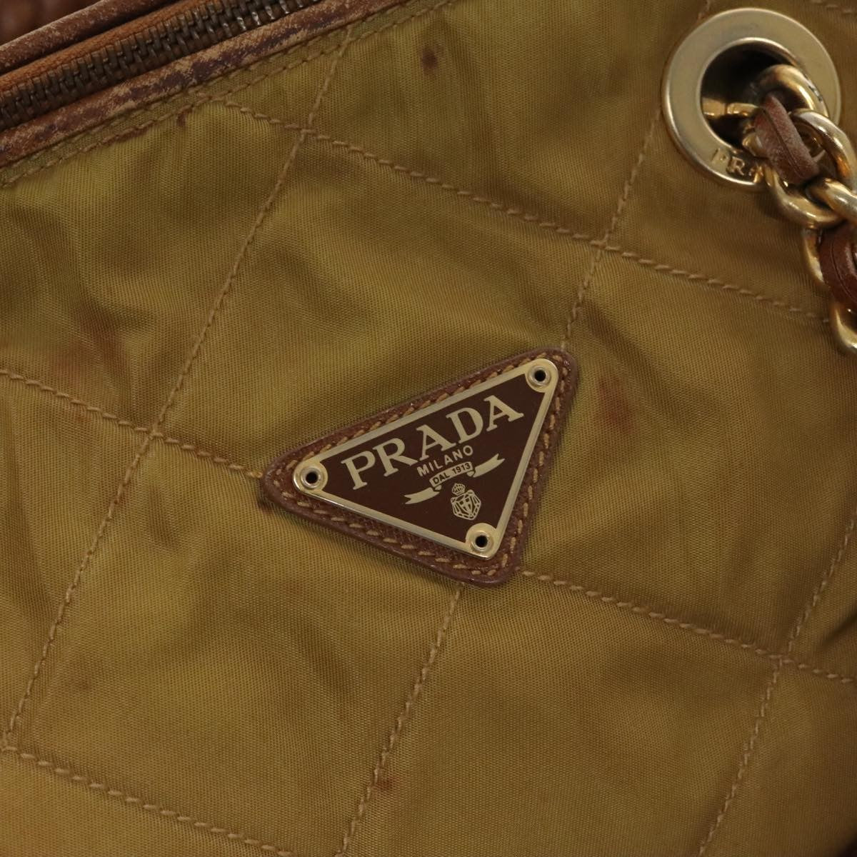 Prada Chain Shoulder Bag Tessuto, BEIGE, NYLON, Shoulder bag