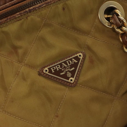 Prada Chain Shoulder Bag Tessuto, BEIGE, NYLON, Shoulder bag