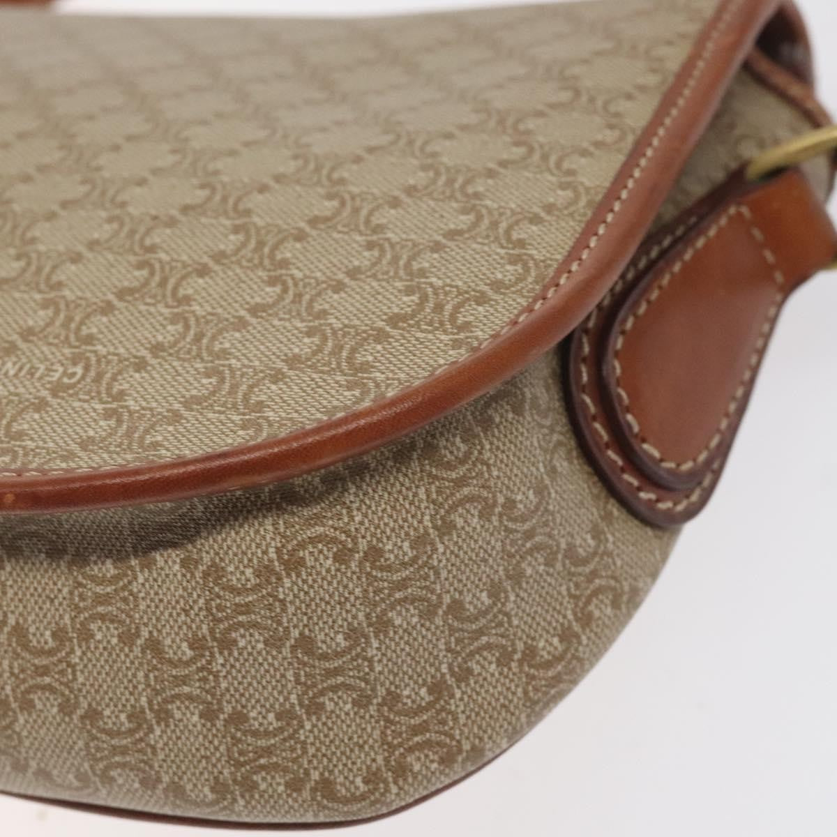 Celine Vintage Macadam Shoulder Bag Canvas, BEIGE, PVC, Shoulder bag