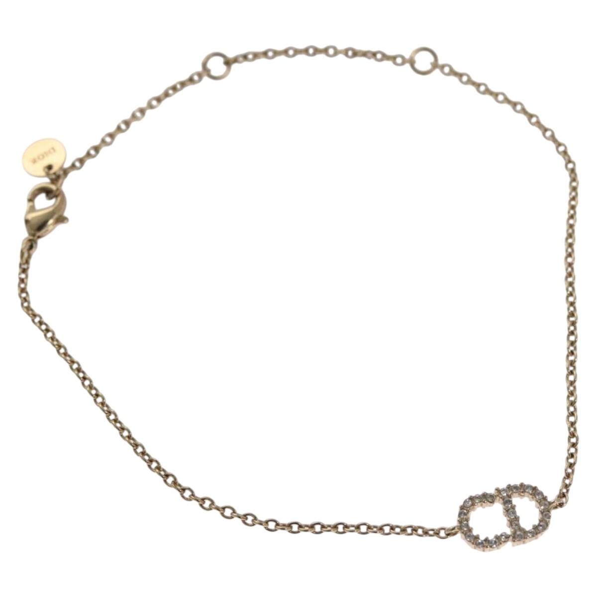 Christian Dior Vintage CD Pendant Necklace Metal with Crystals, GOLD, METAL, Bracelet