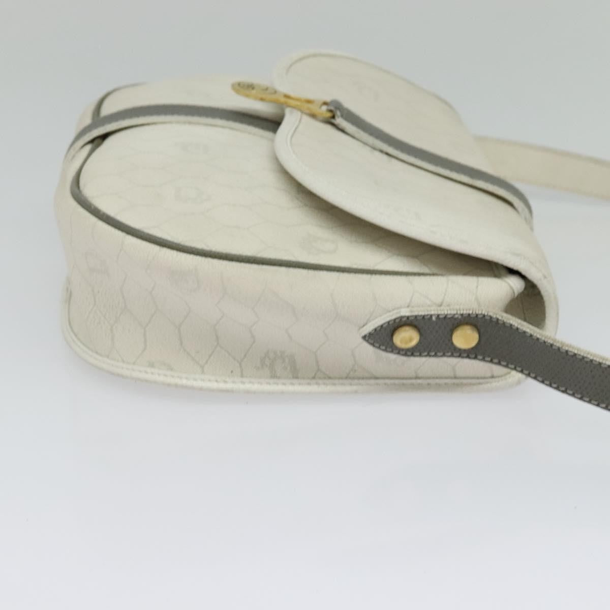 Christian Dior Vintage Honeycomb Flap Crossbody Bag Canvas and Leather, WHITE, CANVAS, Shoulder bag