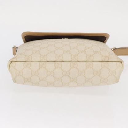 Gucci Flap Messenger GG Coated Canvas, WHITE, PVC, Shoulder bag