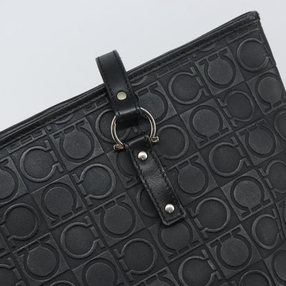 Salvatore Ferragamo Gancini Tote Leather, BLACK, LEATHER, Tote bag