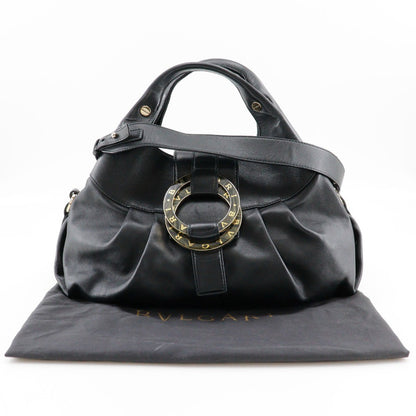 Bvlgari Chandra Hobo Leather, Black, Leather, Handbag