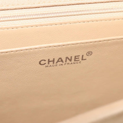 Chanel Matelasse Chain Shoulder Bag Leather, Beige, Cotton, Shoulder Bag