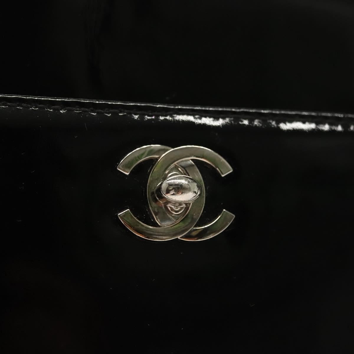 Chanel Vintage CC Lock Pocket Chain Tote Patent, BLACK, PATENT_LEATHER, Handbag