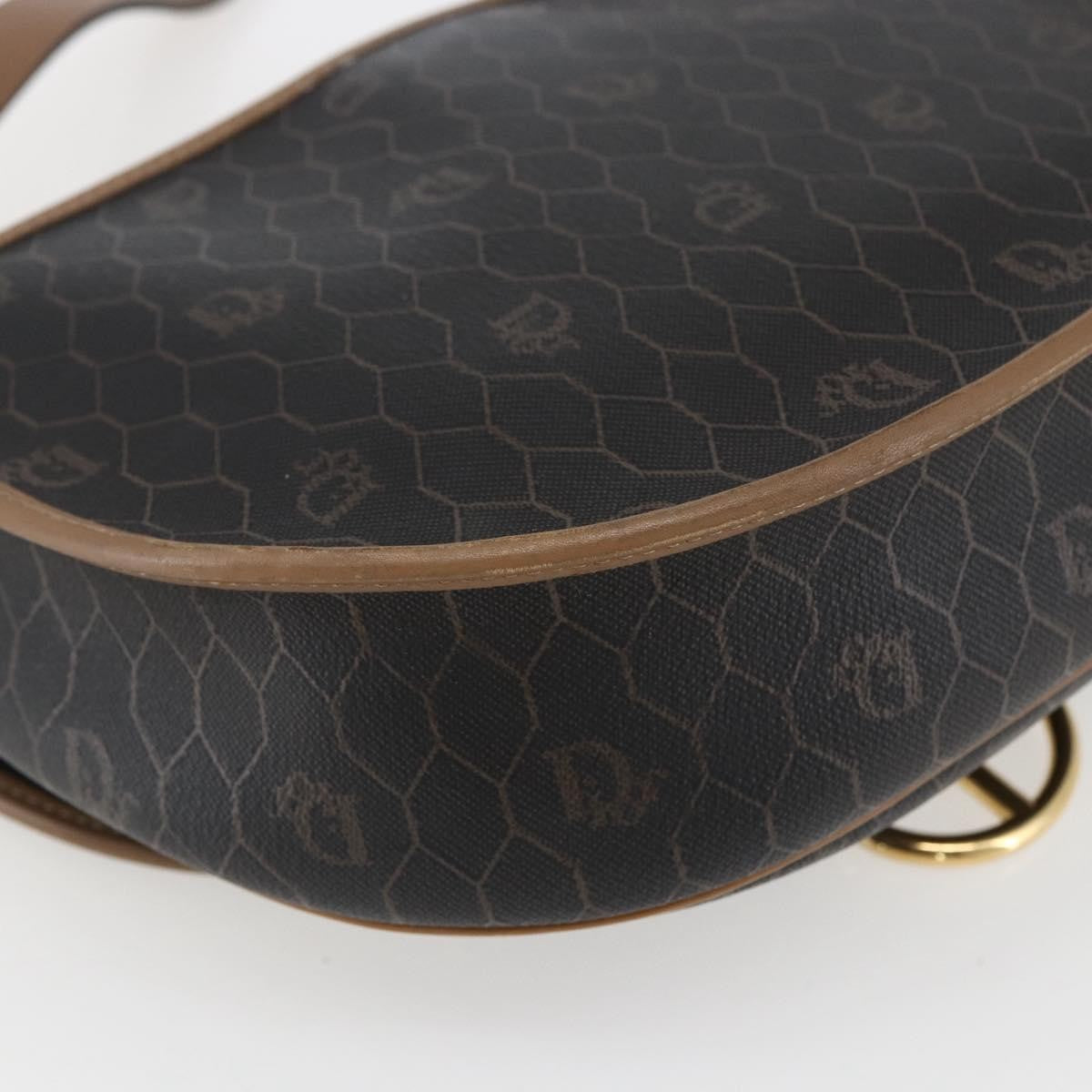 Christian Dior Vintage Honeycomb Shoulder Bag Canvas and Leather, BLACK, CANVAS, Shoulder bag