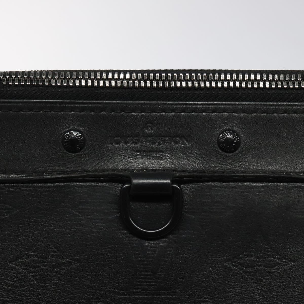 Louis Vuitton Discovery Pochette Monogram Shadow Leather, BLACK, LEATHER, Clutche & pouche