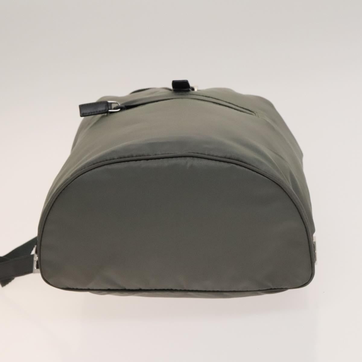 Prada Front Zip Drawstring Backpack Tessuto, GRAY, NYLON, Backpack