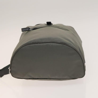 Prada Front Zip Drawstring Backpack Tessuto, GRAY, NYLON, Backpack