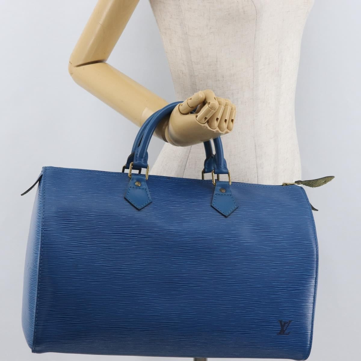 Louis Vuitton Speedy Handbag Epi Leather, Blue, Leather, Handbag