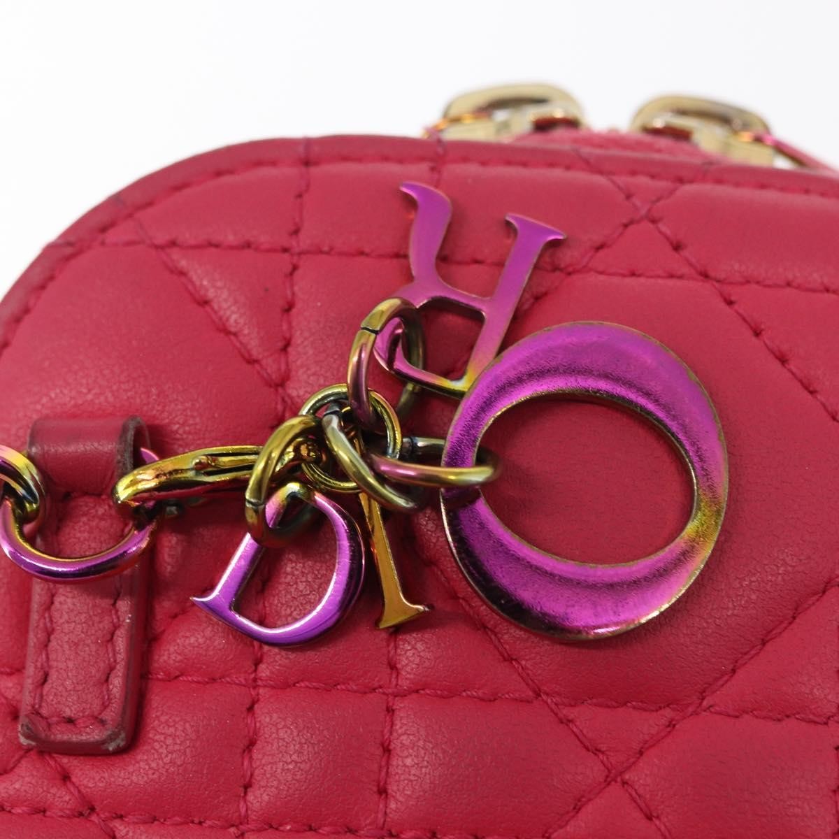 Christian Dior Lady Dior Phone Holder on Chain Cannage Quilt Lambskin, PINK, LEATHER, Clutche & pouche
