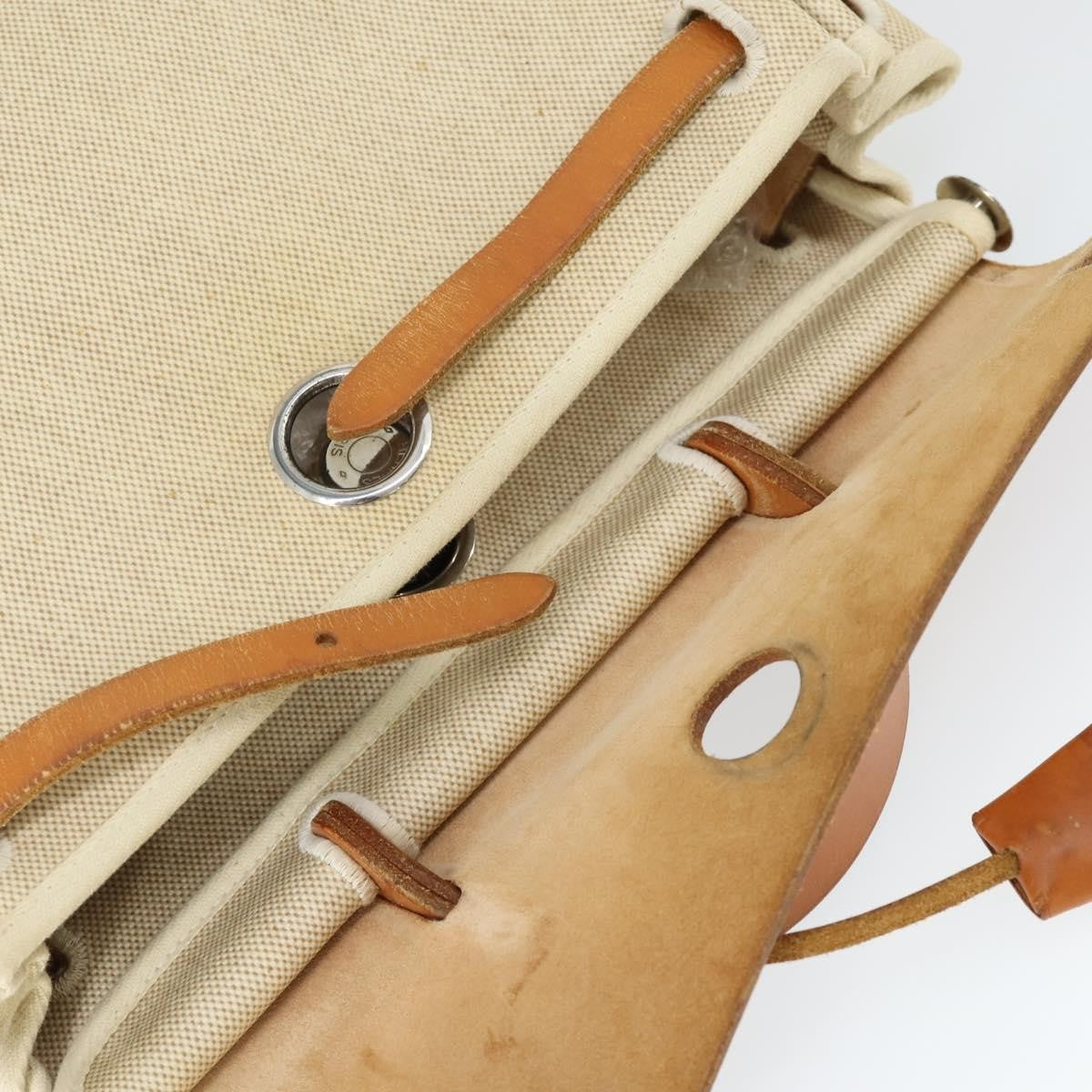 Hermes Herbag A Dos Backpack Toile, BEIGE, CANVAS, Backpack
