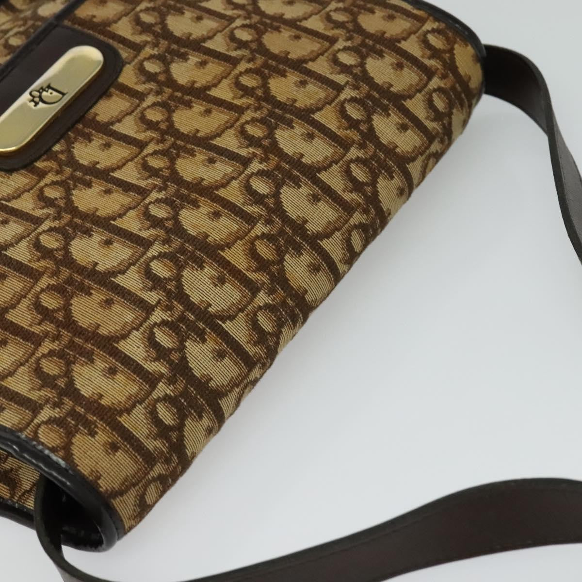 Christian Dior Vintage Trotter Flap Shoulder Bag Canvas, BROWN, CANVAS, Shoulder bag