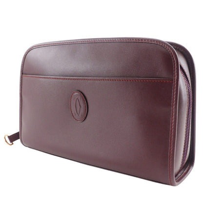 cartier Vintage must de Cartier Leather, BURGUNDY, LEATHER, Clutche & pouche