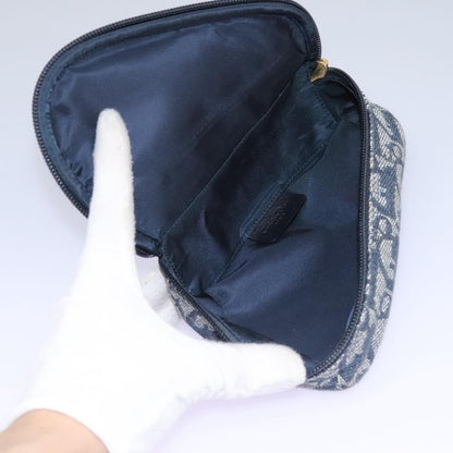 Christian Dior Vintage Saddle Coin Purse Diorissimo Canvas, NAVY, CANVAS, Clutche & pouche