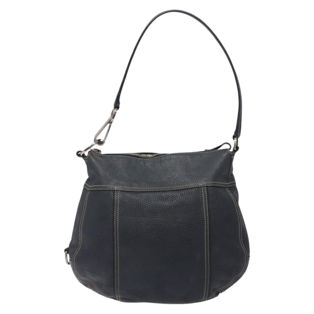 Prada Vintage Shoulder Bag Leather, NAVY, LEATHER, Shoulder bag