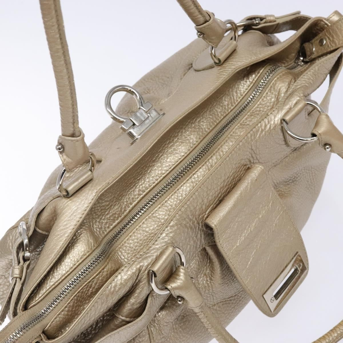 Salvatore Ferragamo Marisa Satchel Leather, GOLD, LEATHER, Handbag