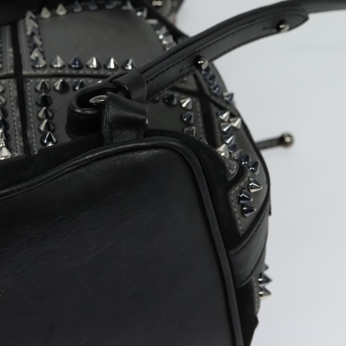 Christian Louboutin Lucky L Convertible Backpack Spiked Leather and Suede, BLACK, LEATHER, Backpack