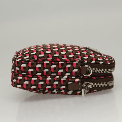Prada Baguette Shoulder Bag Quilted Tessuto with Leather, BROWN, NYLON, Shoulder bag