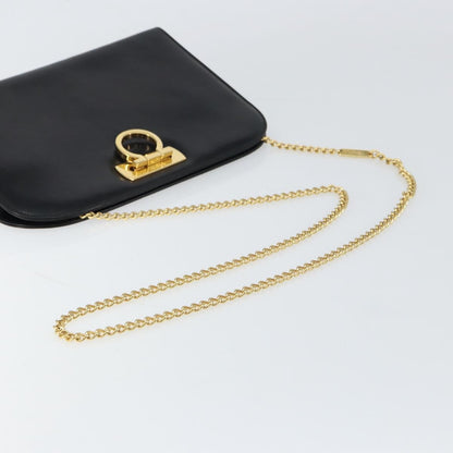 Salvatore Ferragamo Vintage Gancini Chain Shoulder Bag Leather, BLACK, LEATHER, Shoulder bag