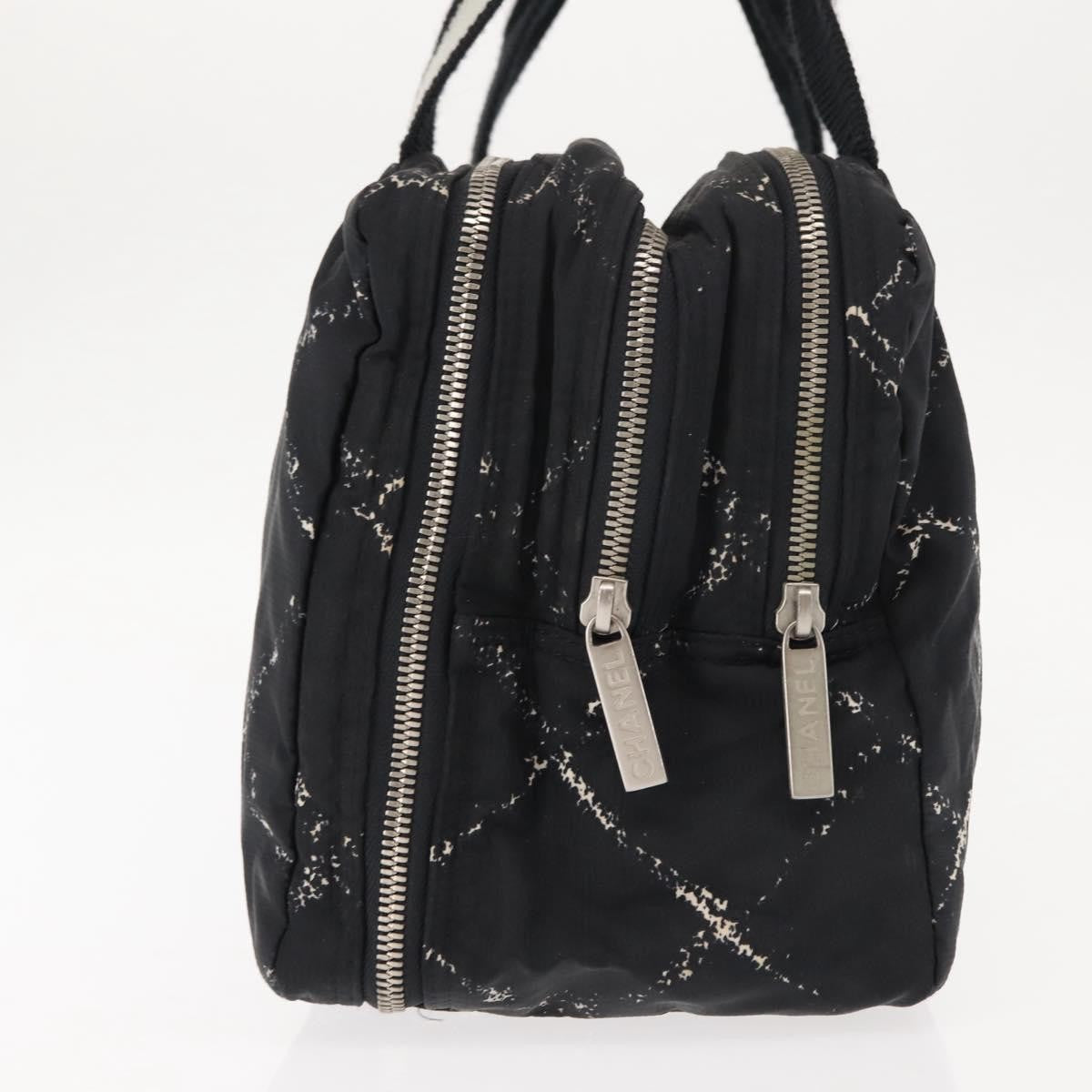 Chanel Travel Line Boston Bag Printed Nylon, BLACK, NYLON, Travel bag