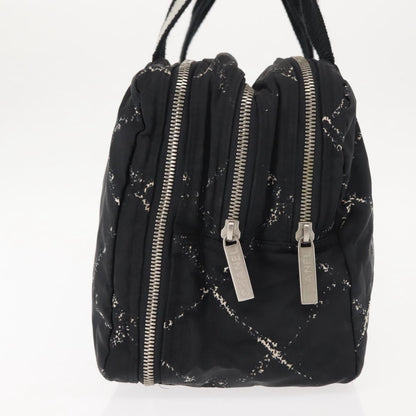 Chanel Travel Line Boston Bag Printed Nylon, BLACK, NYLON, Travel bag