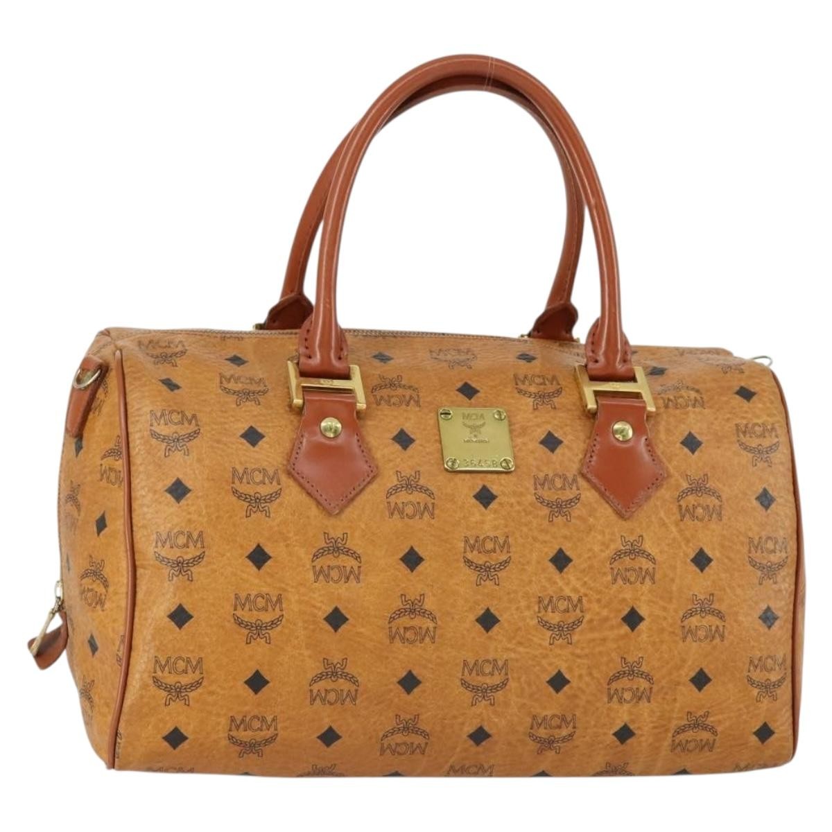 MCM Visetos logogramme Handbag Canvas and Leather, BROWN, CANVAS, Travel bag