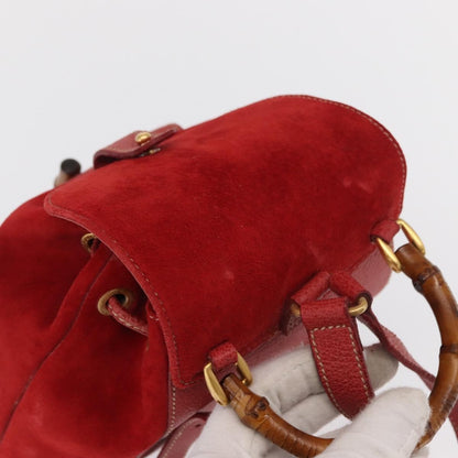 Gucci Vintage Bamboo Backpack Suede, RED, SUEDE, Backpack