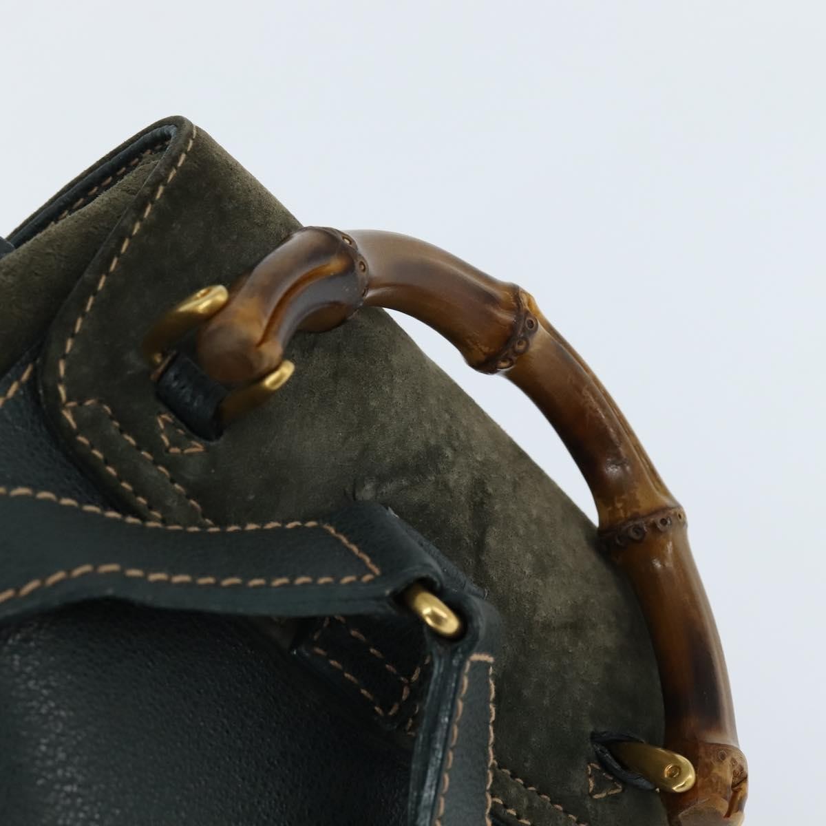 Gucci Vintage Bamboo Backpack Suede, KHAKI, SUEDE, Backpack