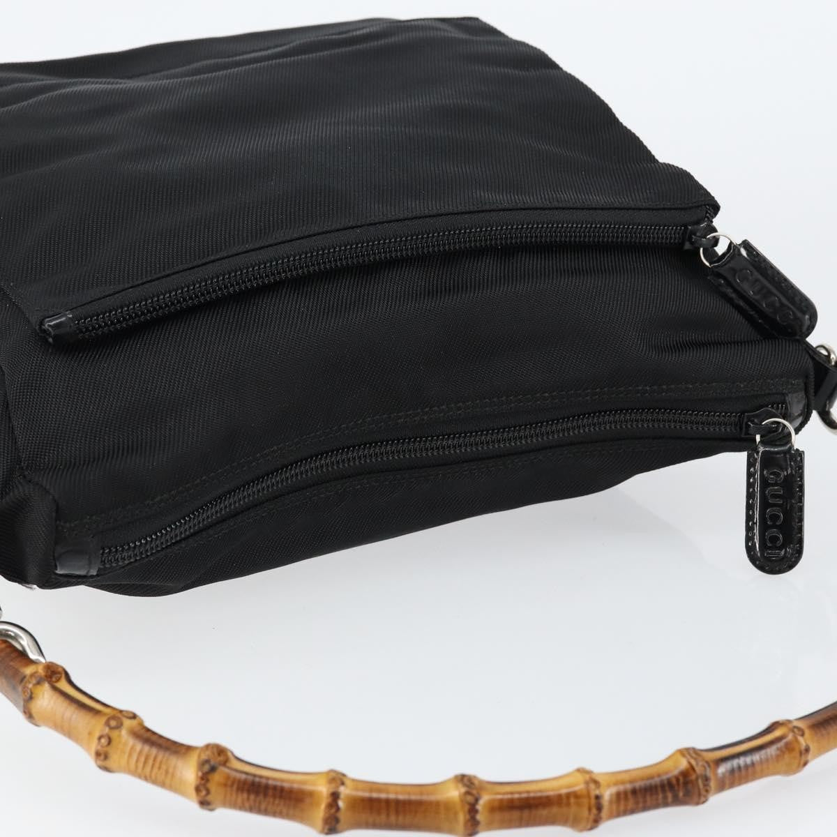 Gucci Vintage Bamboo Handle Bag Nylon, Black, Nylon, Handbag