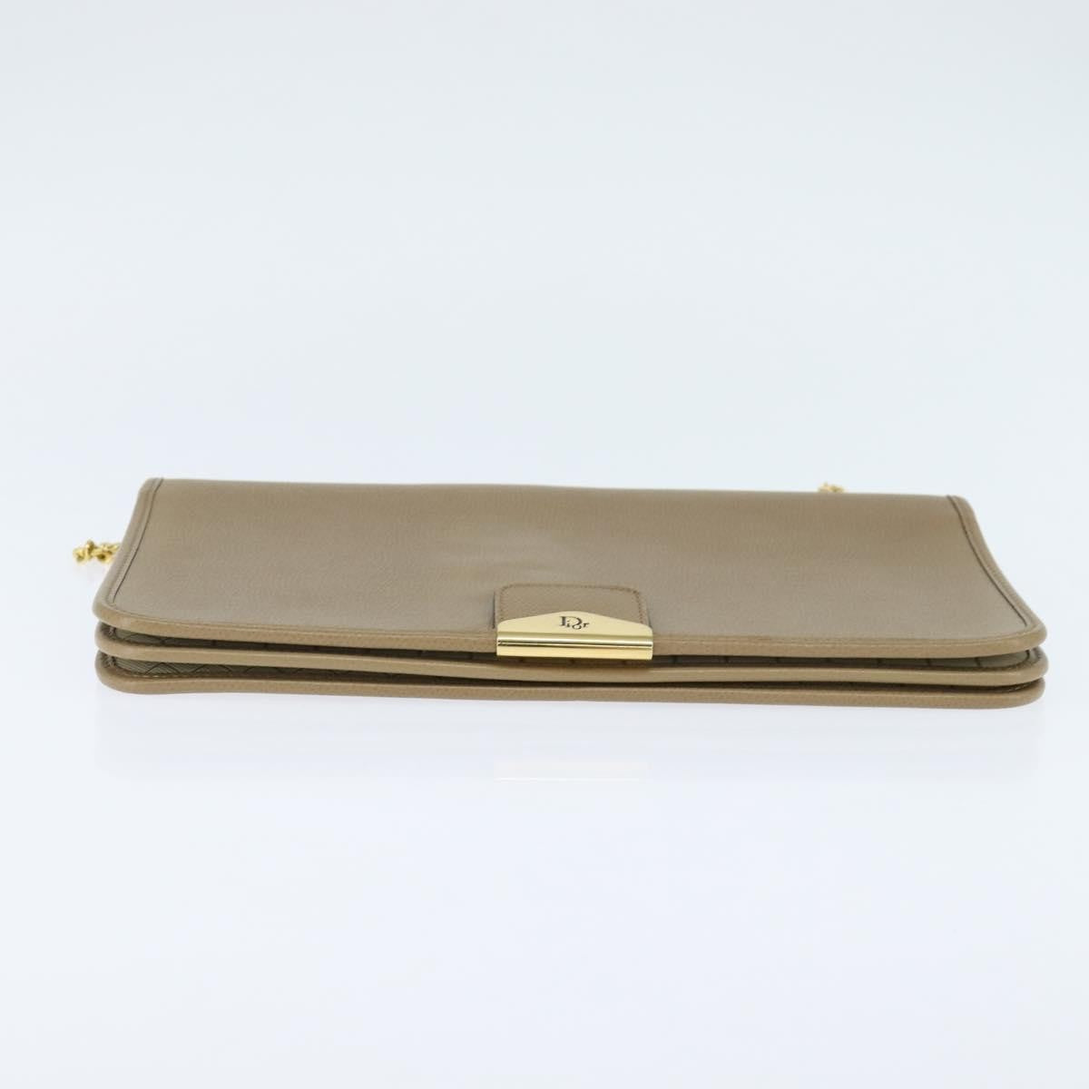 Christian Dior Vintage Chain Flap Shoulder Bag Leather, BEIGE, LEATHER, Shoulder bag