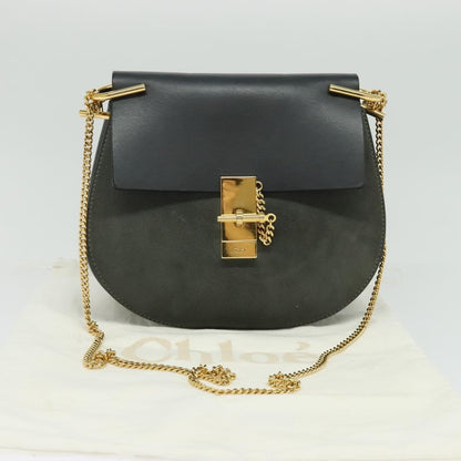 Chloe Drew Shoulder Bag Leather, KHAKI, LEATHER, Shoulder bag