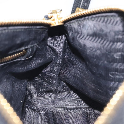 Prada Vintage Pouch Embroidery Nylon, BLACK, NYLON, Clutche & pouche