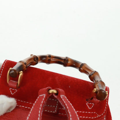Gucci Vintage Bamboo Backpack Suede, RED, SUEDE, Backpack