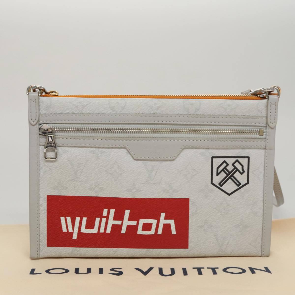 Louis Vuitton Double Flat Messenger Bag Limited Edition Logo Story Monogram Canvas and Denim, MULTICOLOUR, CANVAS, Shoulder bag