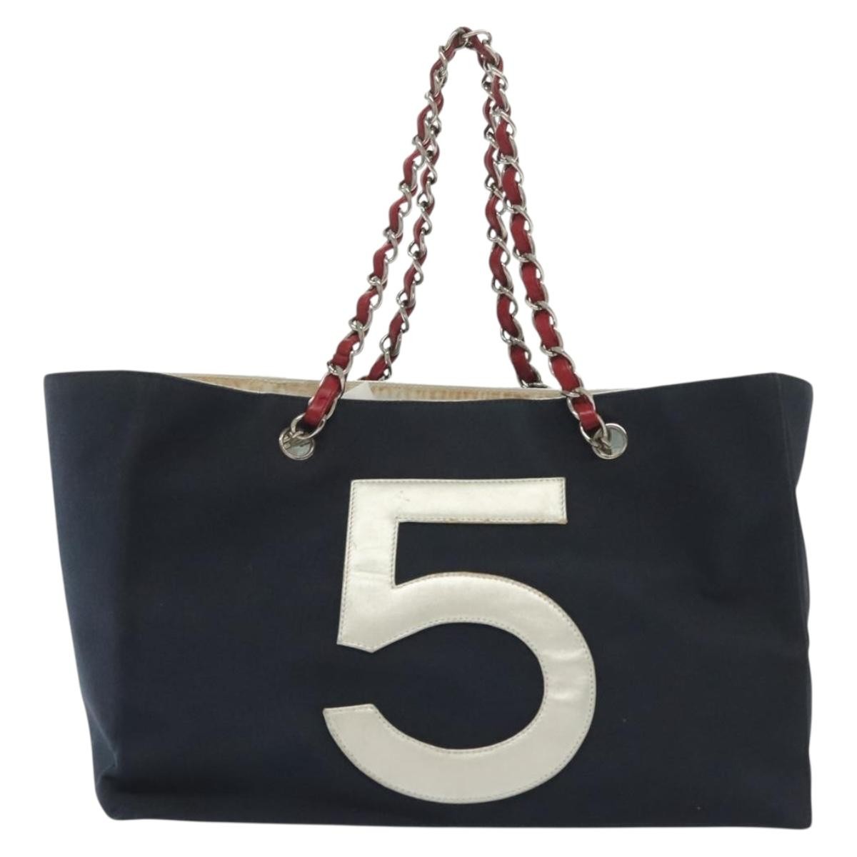 Chanel No.5 Tote Canvas and Leather, NAVY, CANVAS, Tote bag