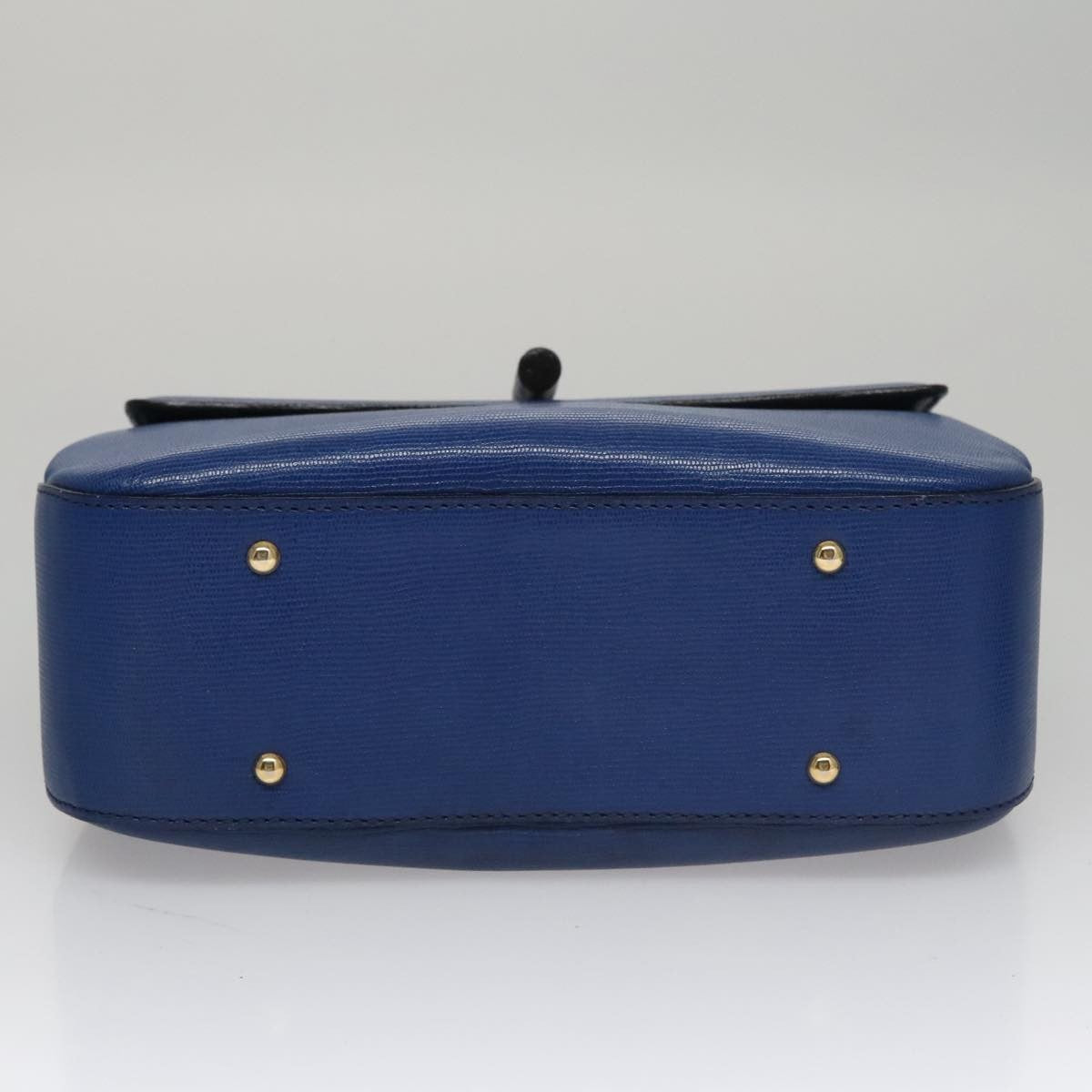 Celine Vintage turn lock shoulder bag Leather, BLUE, LEATHER, Handbag